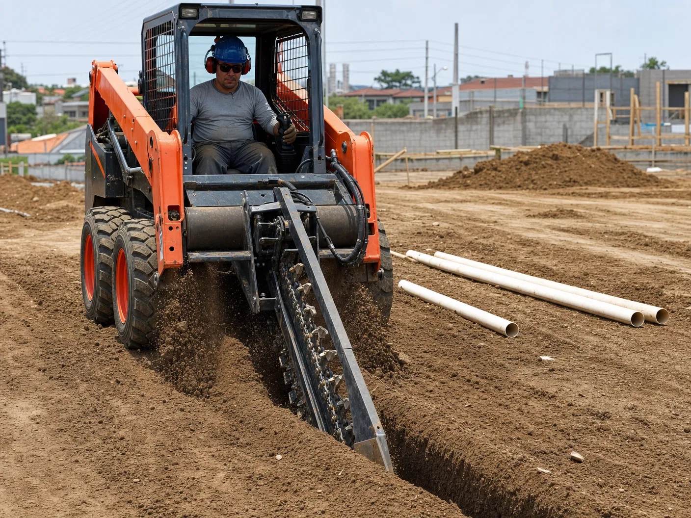 Valetadeira Bobcat para abertura de valas residenciais
